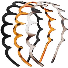 Yeshone 3 Pieces Shark Tooth Headbands Comb Plastic Hoop U Shaped Shark Tooth Hair Bands Black Zag Hairbands Wave Shape Plastic Hair Band (Black)