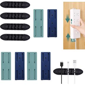 Aohcae 6PCS Power Strip Holder with 4PCS Cable Clips, Adhesive Punch-Free Socket Holder, Cable Organizer Cord Holder for Desk, Desktop Socket Hanging Wall Mount Fixator for Home Office