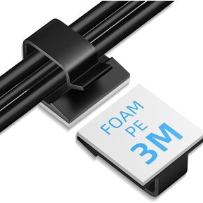 مشبك إدارة الكابلات السميك/المتعدد (25 قطعة سوداء كبيرة)، منظم سلك لـ HDMI، سلسلة الضوء، قابس الطاقة، سلك تمديد، كابل إيثرنت، محور التلفزيون، الأسلاك الكهربائية، إدارة الكابلات تحت المكتب، الحائط