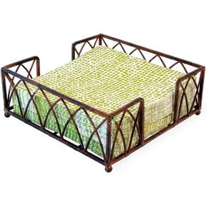 Boston International Arch Design Cocktail Napkin Holder Caddy, 5.25 x 5.25-Inches, Gold Leaf