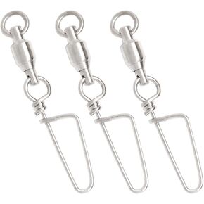 Fishing Swivels, Rolling Ball Fishing Snap Swivels, Stainless Steel Coastlock Snap Silver Nickel Coating, Saltwater Barrel Swivel Fishing Tackle