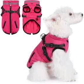 Gyuzh Dog Coat with Harness,Dog Winter Coat Jacket,Dog Coats Waterproof Dog Jackets,Winter Waterproof Dog Coat Warm Cold Weather Dog Coat with Harness Built in for Small Medium Large Dogs