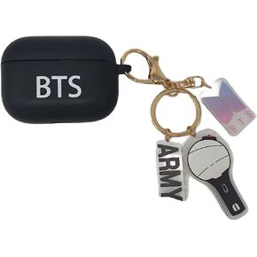 Case for Airpods Pro with Kpop Bangtan Boys Army Bomb Keychain, Protective Premium Silicone Cover for BT-S Compatible with Apple Airpods Pro (Purple)