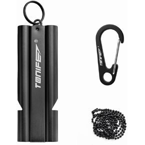 TONIFE Double-Tube Whistle Emergency Whistle with Ball Chain, Survival Whistle Stainless Steel Outdoor Loud Emergency Whistle for Camping Hiking Boating