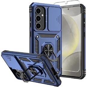 for Samsung Galaxy S24 FE Case,with Screen Protectors and Camera Cover,[Military Grade] 16ft.Drop Tested Cover with Magnetic Kickstand Protective Case for Galaxy S24 FE, Blue