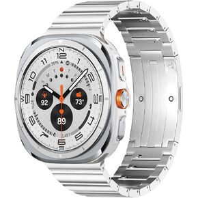 LDFAS for Galaxy Watch Ultra Bands, Titanium Metal Watch Band with Hidden Buckle Modern Style Compatible for Samsung Galaxy Watch 7 Ultra 47mm Band,Silver