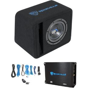 Rockville DK510 PACKAGE Dual 10" 2400w K5 Car Subwoofer Enclosure+DB12 Amplifier