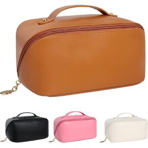 4Pcs Large Capacity Makeup Bag for Women, Cute Portable Quilted Coquette Aesthetic Floral Cosmetic Bag, Organizer Storage Travel Toiletry Bag (004-Blue Rose)