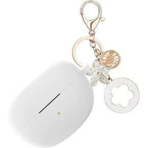 Case for Bose Ultra Open Earbuds (2024), Soft Silicone Protective Case Cover with Bling Keychain Accessories for Women Girls (Pink)