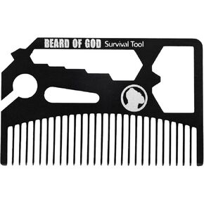 5-in-1 Credit Card Wallet Beard Comb Survival Tool - Screwdriver, Wrench, Bottle Opener, Comb, Blade Break by Beard of God