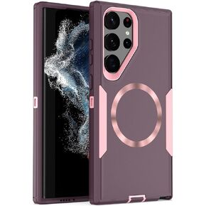 Designed for Samsung Galaxy S25 Ultra Case,Magnetic,Double Drop Protection Heavy Duty,Compatible with MagSafe,Dustproof,No Fading, No Yellowing,for Men Women,Purple Black