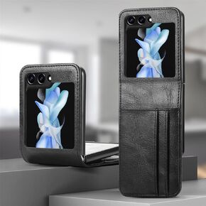 SOOPII Slim Phone Case for Samsung Galaxy Z Flip 6 with Wallet Case,Leather Protective Phone Cover and Card Holder for Flip 6,Brown