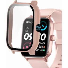 Watch Cases compatible with IDW19 1.8" MILOUZ aeac KALINCO Quican Hoowel Fitpolo Veryfit Smart Watch, Hard PC Case with Tempered Glass Screen Protector