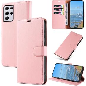 Case for Samsung Galaxy S21 Ultra, RFID Blocking PU Leather Wallet Case with Card Holder, Magnetic Flip Cover Compatible with Samsung S21 Ultra, Black