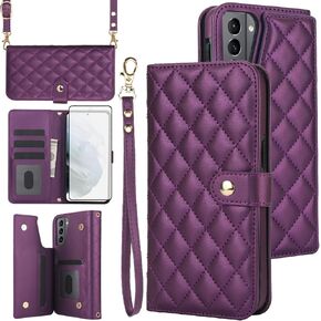 Asuwish Phone Case for Samsung Galaxy S21 FE 5G Wallet Cover with Screen Protector and Flip RFID Card Holder Slot Stand Wrist Strap Cell S 21 EF S21FE5G UW S21FE 21S G5 6.4 inch Women Men Rose Gold