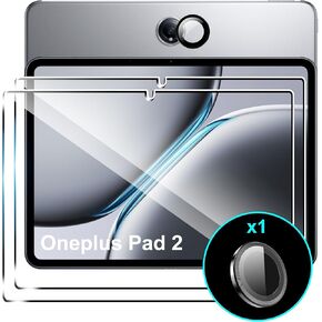 [2+1 Pack ] for OnePlus Pad 2 12 inch Screen Protector with Camera Lens Protector,Tempered Glass Film,HD Clear,Anti-Scratch,Bubble Free