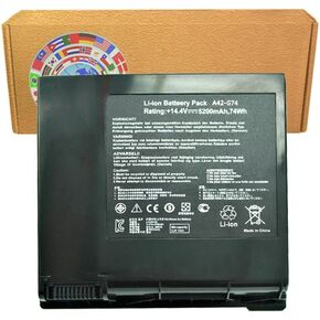A42-G74 8cells [14.4V /5200mAh /74Wh] Laptop Battery Compatible with Asus G74 G74J G74JH G74S G74SW G74SX Series ICR18650-26F LC42SD128