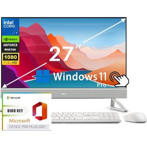 Dell Inspiron Business All in One Desktop Computer, 27 Inch FHD Touchscreen All-in-one, Core 7 150U CPU, 64 GB RAM, 2 TB SSD, NVIDIA GeForce MX570A, Wi-Fi 6E, Win 11 Pro & MS Office Lifetime License
