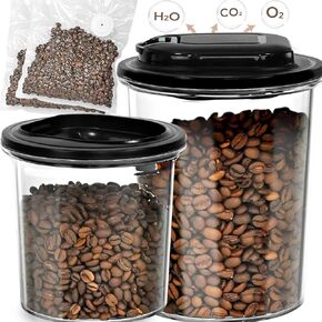 Electric Vacuum Coffee Canister - 1.5L Airtight Food Storage Container w/Pump, Patented Automatic Pressure Monitoring,One Press to Seal, Smell Proof. BPA-Free Tritan Vacuum Seal Canisters