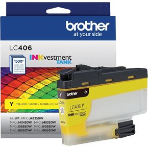 Brother Genuine LC406Y Standard Yield Yellow INKvestment Tank Ink Cartridge