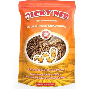 PICKY NEB 100% Non-GMO Dried Mealworms 5 lb - Whole Large Meal Worms Bulk - High-Protein Treats Perfect for Your Chickens, Ducks, Wild Birds