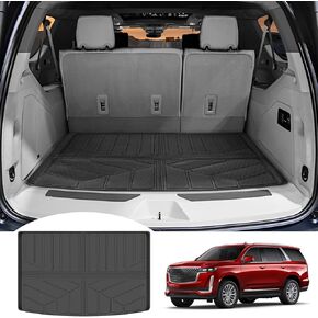 Cargo Mat Fit for 2021-2023 Cadillac Escalade ESV 7 Passenger Cargo Liner TPE Trunk Mat Seat Back Covers for 2023 Escalade Extended-Length Model Accessories(Cargo Mat+Backrest Mat)