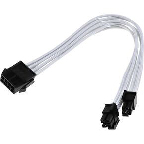 SING F LTD CPU 8 Pin Female to CPU 8 Pin (4+4) Male Power Supply Extension Cable Converter Adapter 30CM 18 AWG Textile Sleeved & Brass for Motherboard
