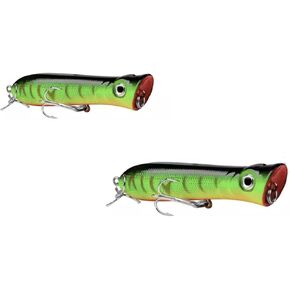 Topwater Bass Popper– Set of 2, Bass Green