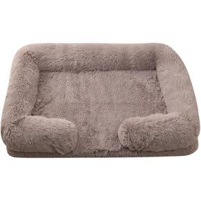 Plush Dog Beds - Washable Removable Cover, Anti-Anxiety Pet Couch for Cats, Waterproof and Non-Slip, 22inch Pink