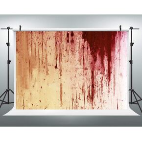 EOA 7(W) x5(H) FT Blood Splash Wall Backdrop for Halloween Festival Zombie Party Horror Red Bloody Splatter Murder Crime Photography Background Birthday Photoshot Studio Prop