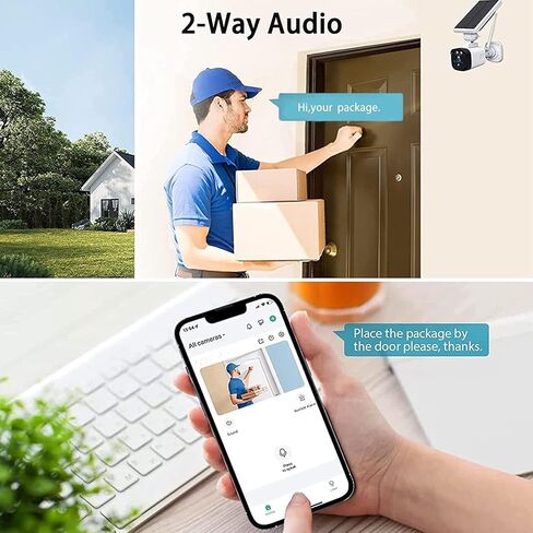 Camcamp 2.5K Solar Security Cameras Wireless Outdoor,Solar Home Security Camera System,Forever Power,2-Way Audio,100% Wire-Free,Night Vision,PIR Motion Detection,Cloud/SD Storage,IP66 Waterproof,2PCS in Kuwait