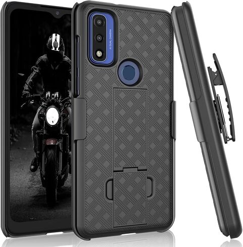 Tekcoo for Moto G Pure Case, for Motorola Moto G Pure 2021 Holster Clip, [Tstraw] Hard Shell [Built-in Kickstand] Secure Locking Belt Swivel Clip Defender Carrying Full Body Slim Case Cover Black in Saudi Arabia