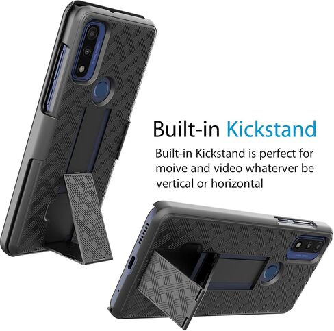 Tekcoo for Moto G Pure Case, for Motorola Moto G Pure 2021 Holster Clip, [Tstraw] Hard Shell [Built-in Kickstand] Secure Locking Belt Swivel Clip Defender Carrying Full Body Slim Case Cover Black in Saudi Arabia