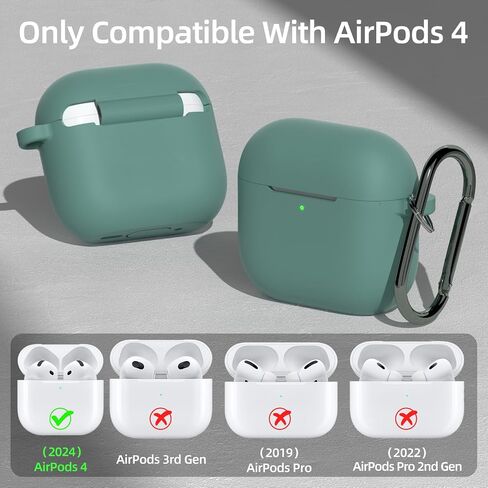 AZF for AirPods 4th Generation Case,Compatible with AirPods 4th Gen (2024) (USB-C), Compatible with MagSafe, Military Grade Soft Silicone Drop Protection Case（with Keychain） (Black) in Saudi Arabia
