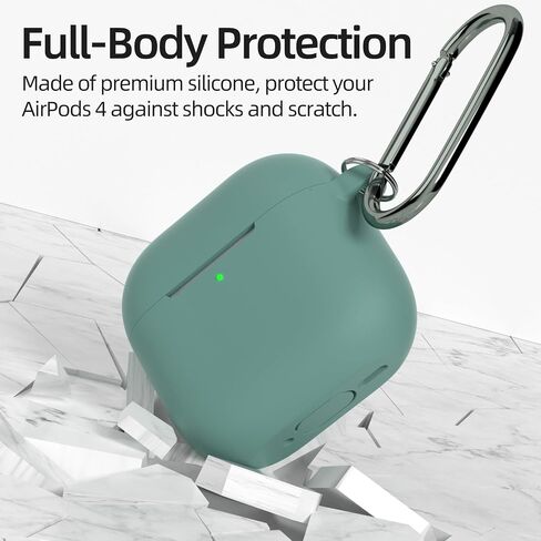 AZF for AirPods 4th Generation Case,Compatible with AirPods 4th Gen (2024) (USB-C), Compatible with MagSafe, Military Grade Soft Silicone Drop Protection Case（with Keychain） (Black) in Saudi Arabia