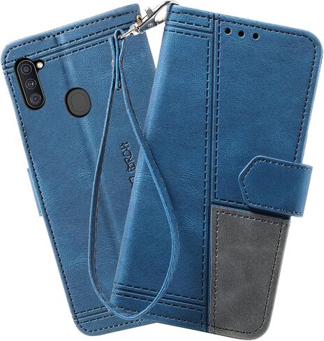 Case for Galaxy A11, Wallet Case for Samsung Galaxy A11, PU Leather Magnetic Cover with TPU Shockproof Interior Bumper, Blue in Saudi Arabia