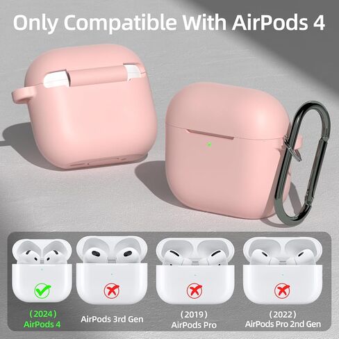 AZF for AirPods 4th Generation Case,Compatible with AirPods 4th Gen (2024) (USB-C), Compatible with MagSafe, Military Grade Soft Silicone Drop Protection Case（with Keychain） (Black) in Saudi Arabia