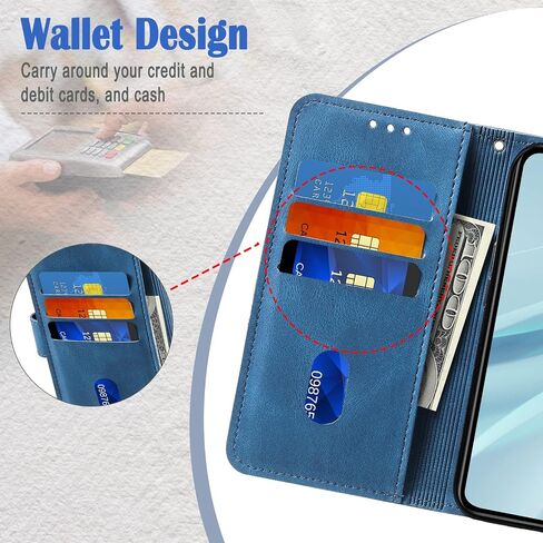 Case for Galaxy A11, Wallet Case for Samsung Galaxy A11, PU Leather Magnetic Cover with TPU Shockproof Interior Bumper, Blue in Saudi Arabia