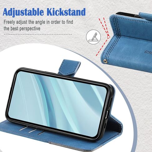 Case for Galaxy A11, Wallet Case for Samsung Galaxy A11, PU Leather Magnetic Cover with TPU Shockproof Interior Bumper, Blue in Saudi Arabia