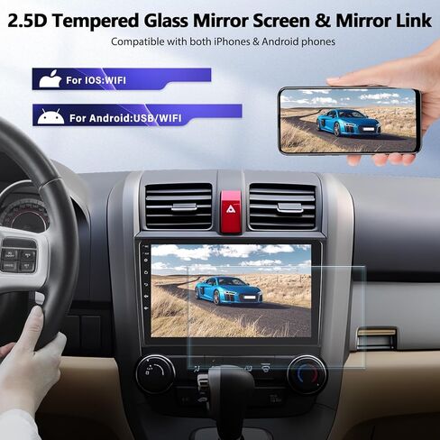 ستيريو سيارة Android 13 لسيارة Honda CRV 2007-2011، شاشة لمس 9 بوصة 2 Din راديو ستيريو للسيارة داخل لوحة القيادة نظام تحديد المواقع العالمي (GPS) مع رابط مرآة بلوتوث واي فاي FM/RDS USB SWC MIC كاميرا احتياطية 1G+32G in Kuwait