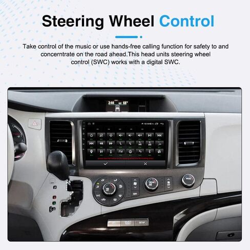 Android 12 Car Stereo Double Din لسيارة Toyota Sienna 2011 2012 2013 2014، Biorunn 9 بوصة راديو سيارة مدمج لاسلكي للسيارة، تشغيل سلكي Android Auto GPS Navigation IPS Touch Screen FM AM RDS، 4GB RAM 64GB ROM in Kuwait