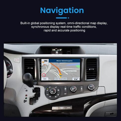 Android 12 Car Stereo Double Din لسيارة Toyota Sienna 2011 2012 2013 2014، Biorunn 9 بوصة راديو سيارة مدمج لاسلكي للسيارة، تشغيل سلكي Android Auto GPS Navigation IPS Touch Screen FM AM RDS، 4GB RAM 64GB ROM in Kuwait