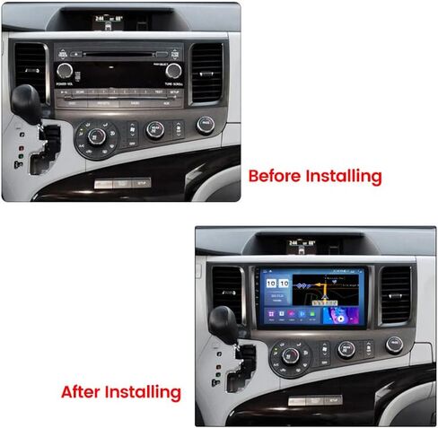Android 12 Car Stereo Double Din لسيارة Toyota Sienna 2011 2012 2013 2014، Biorunn 9 بوصة راديو سيارة مدمج لاسلكي للسيارة، تشغيل سلكي Android Auto GPS Navigation IPS Touch Screen FM AM RDS، 4GB RAM 64GB ROM in Kuwait