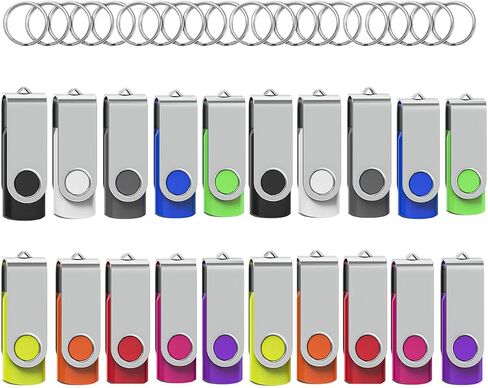 20Pack 2GB USB 2.0 Flash Drive with Keychains,Swivel USB Thumb Drives Memory Stick USB Drive for PC Laptop Computer (Black) in Saudi Arabia