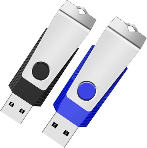 20 حزمة محرك أقراص فلاش USB 2.0 بسعة 2 جيجابايت مع سلاسل مفاتيح، محركات أقراص USB دوارة للإبهام، محرك أقراص USB للكمبيوتر المحمول (أسود) in Kuwait