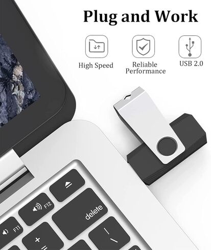 20 حزمة محرك أقراص فلاش USB 2.0 بسعة 2 جيجابايت مع سلاسل مفاتيح، محركات أقراص USB دوارة للإبهام، محرك أقراص USB للكمبيوتر المحمول (أسود) in Kuwait