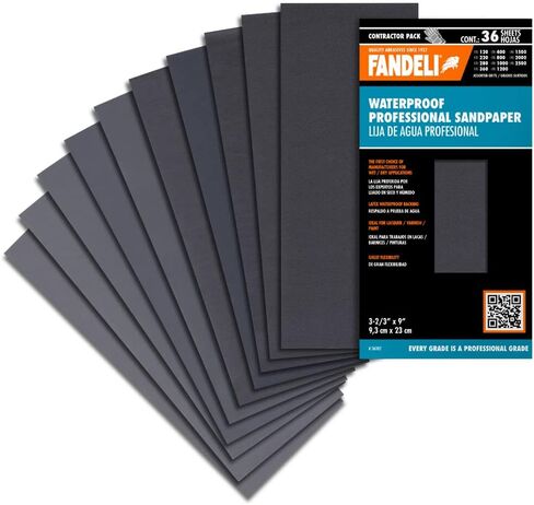 Fandeli | Waterproof Sandpaper | 1500 Grit | 25 Sheets 9'' x 11'' | For Car Polishing, Wooden Furniture Sanding and Metal Sanding | Water Resistant in Saudi Arabia