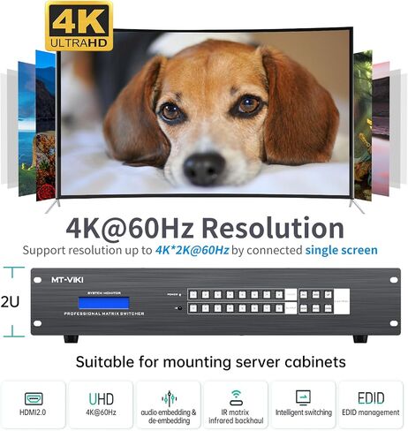 MT-VIKI 4K HDMI Matrix Extender 4x4 4K60Hz 4:4:4 Over CAT6/7/8 Cable, Matrix Splitter & Switcher with 4 POC Receivers + 4 Loop Out, Web GUI, RS232, Up to 230FT (70m) in Saudi Arabia