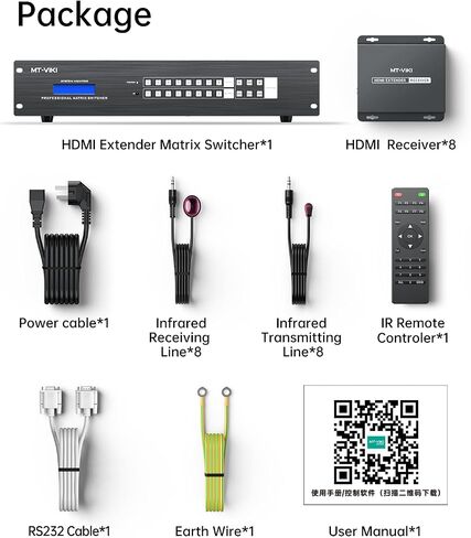 MT-VIKI 4K HDMI Matrix Extender 4x4 4K60Hz 4:4:4 Over CAT6/7/8 Cable, Matrix Splitter & Switcher with 4 POC Receivers + 4 Loop Out, Web GUI, RS232, Up to 230FT (70m) in Saudi Arabia