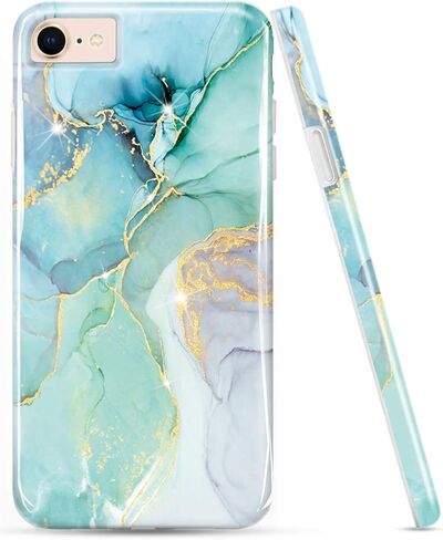 luolnh Compatible with iPhone Se 2022 Case,iPhone Se 2020,iPhone 7 8 Case,Bling Glitter Sparkle Marble Design Bumper Glossy Cover Case for iPhone Se 2020 6 7 8(Abstract Purple&Quicksand) in Saudi Arabia